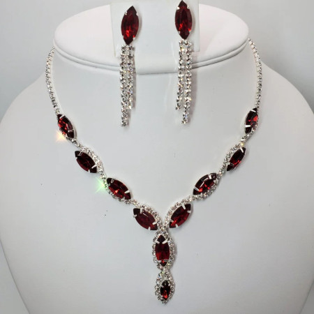 Red Rhinestone Necklace and...