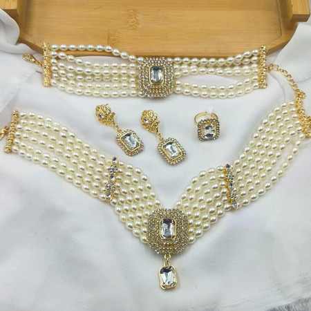 Party Wear Mala Set With Earrings and Ring