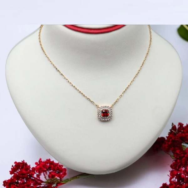 Snowflake Blush Necklace & Radiant Rectangular