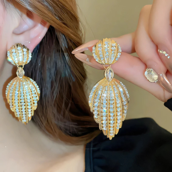 Rhinestone Tassel Decor Drop Earrings