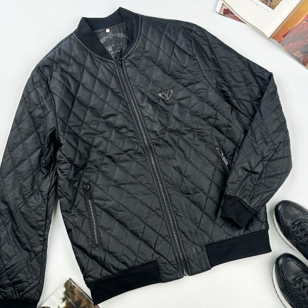 Slim Fit Lightweight Quilted Bomber Jacket for Men - Black