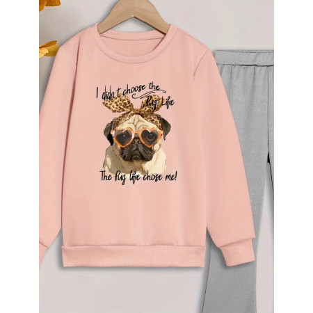 2pcs Trendy Girls Pullover Sweatshirt & Flared Pants Co Ord Set, Chic Stylish Comfy Spring Fall