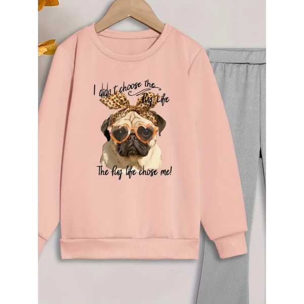 2pcs Trendy Girls Pullover Sweatshirt & Flared Pants Co Ord Set, Chic Stylish Comfy Spring Fall