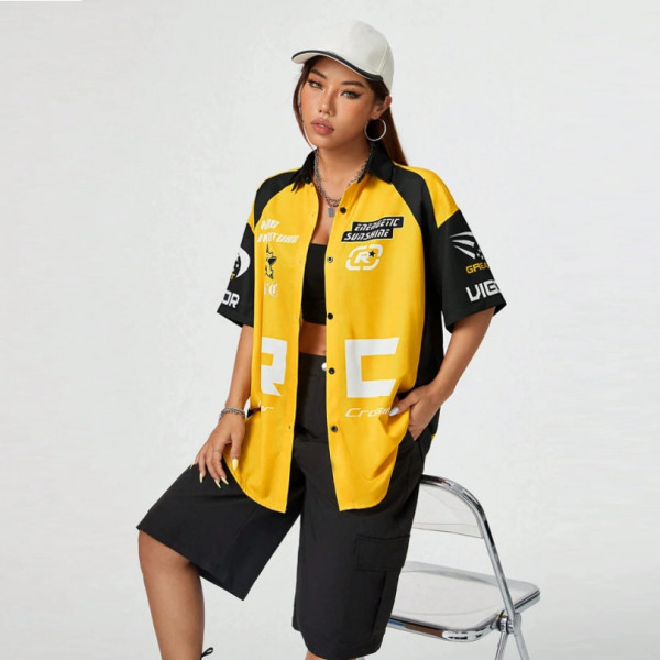 Pittsburgh Steelers Men's & women Short Sleeve Button Up Shirt Black And Yellow S