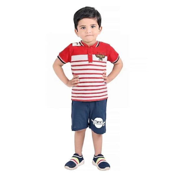 LC WAIKIKI Polo Neck Short Sleeve Striped Baby Boy T-Shirt