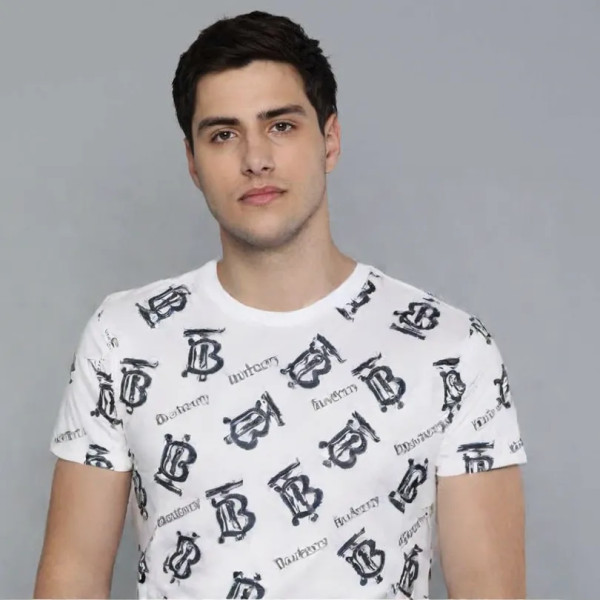 BURBERRY WHITE PRINTED PREMIUM TURKISH T-SHIRT