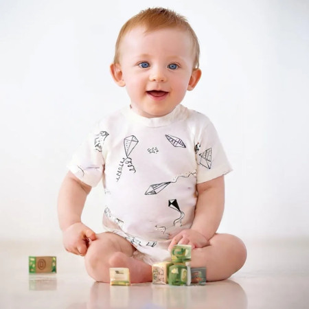 Baby Clothing, Kite, Standing Kite, Kite Flying, Summer Coverall, Short Sleeve Bodysuit, Baby Romper,