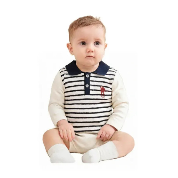 U.S. Polo Assn Navy Blue Long Sleeve Baby Bodysuit