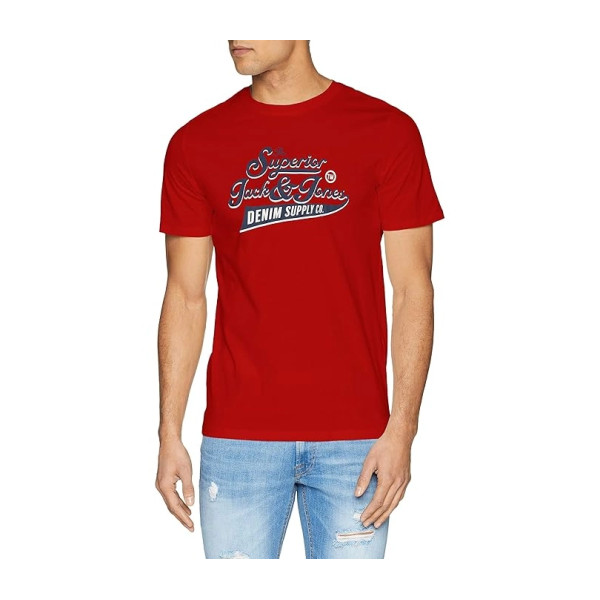 JACK & JONES Mens Graphic T-Shirt Top XL Red Cotton Classic