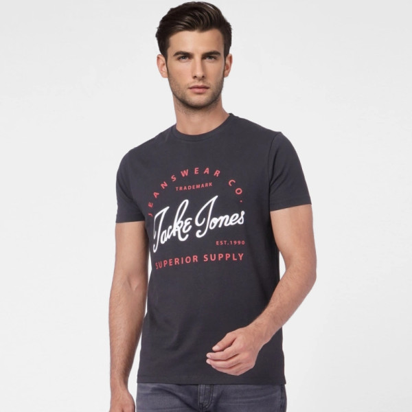 Jack & Jones Brand Logo Printed Pure Cotton Slim Fit T-shirt