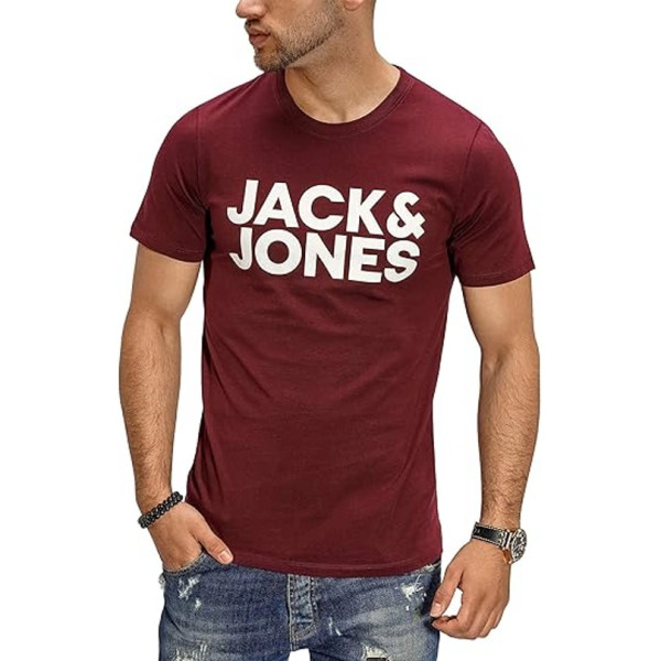 Jack & Jones Brand Logo Printed Pure Cotton Slim Fit T-shirt