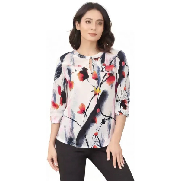 Women's  Colorful  Floral Printed Casual Shirt Long Sleeve