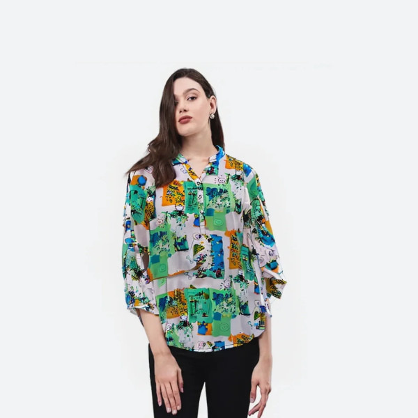 Girls Trendy  Colorful Floral Casual Shirt Long Sleeve