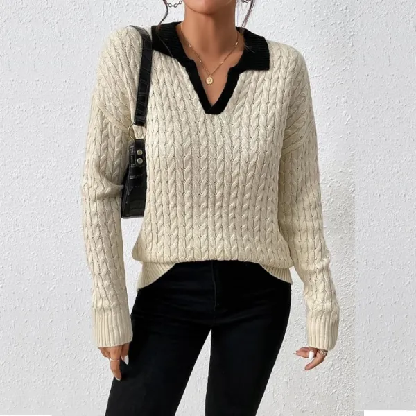 Elegant Relaxiva Casual Fit Turtleneck Long Sleeve Knitted Warm Pullover Sweater  For Women