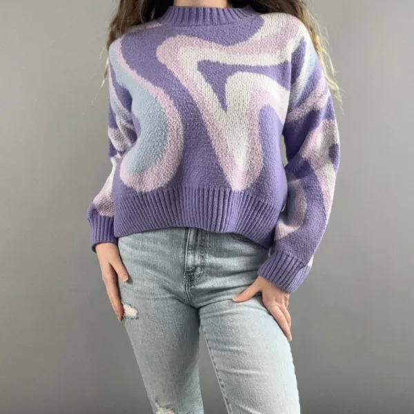 Women's Purple and Blue Jumper Drop Shoulder Sweater