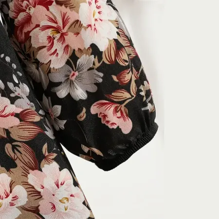 Women's Clothing Dot Print Long Dress, Ruffle Hem Round Neck Long Sleeve Elastic Waist A-Line Dress Women's Clothing Dot Print Long Dress, Ruffle Hem Round Neck Long Sleeve Elastic Waist A-Line Dress