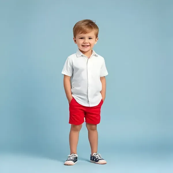Baby Club boys' Organic Cotton Red  Drawstring Shorts