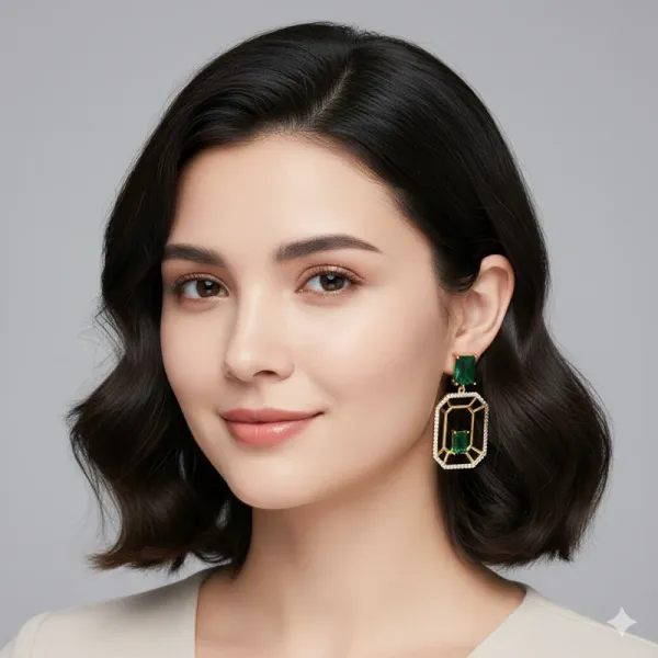 Elegant Emerald Green Crystal Earrings