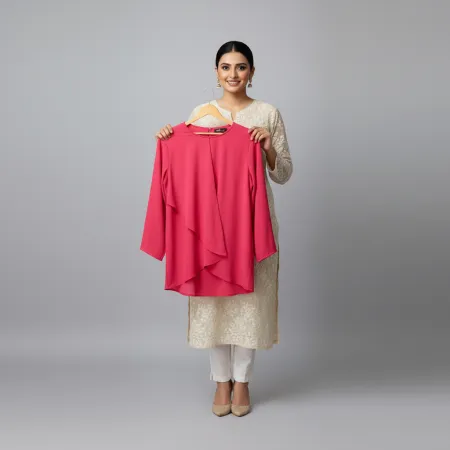 Zara Red Top With Tie at the Bottom- Balloon Sleeve Belted Blouse
