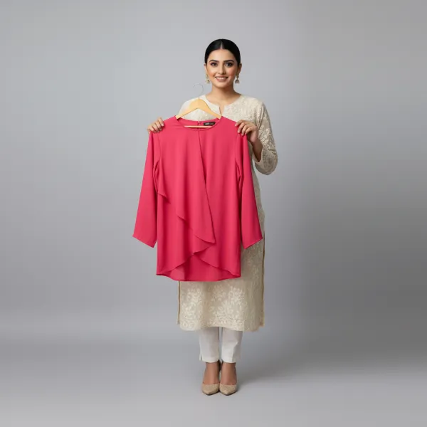 Zara Red Top With Tie at the Bottom- Balloon Sleeve Belted Blouse