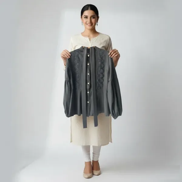 SHEIN Women's Fitted Waist Long Sleeve Button-Up Shirt |Size S