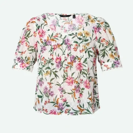 This floral printed ribbed round neck tee shirt adds an oomph factor to your summer look while wearing it with jeans, Shop women This floral printed ribbed round neck tee shirt adds an oomph factor to your summer look while wearing it with jeans, Shop women