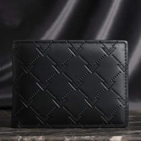 Giorgio Armani Bi-Fold  Wallet with Coin Pocket | Classic Black | 12 cm