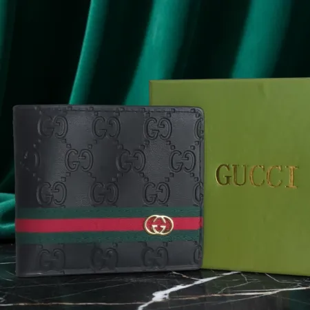 Gucci Premium Leather Bi-Fold Wallet | Signature Web Stripe & GG Monogram Gucci Premium Leather Bi-Fold Wallet | Signature Web Stripe & GG Monogram