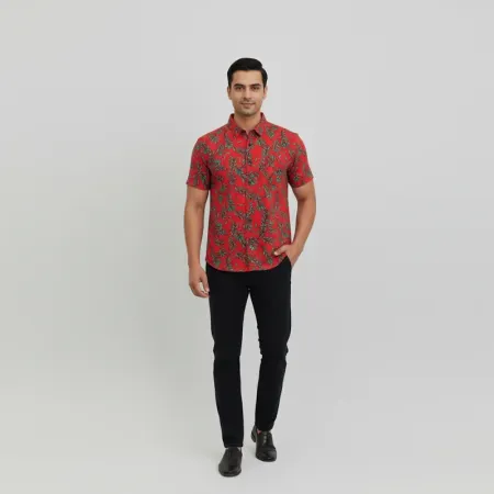 Levi's Men's Classic Hawaiian Short-Sleeve Shirt - Red (Size M)