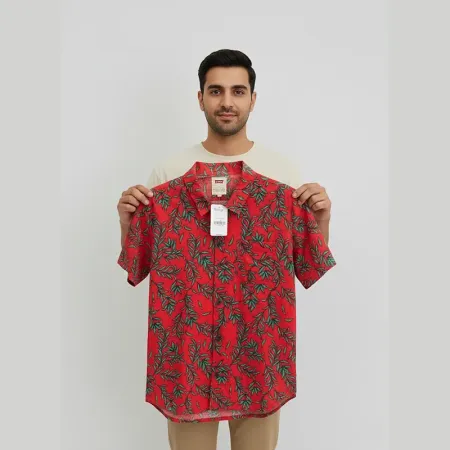 Levi's Men's Classic Hawaiian Short-Sleeve Shirt - Red (Size M)