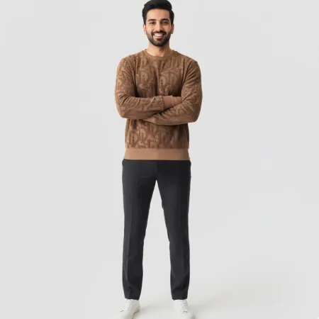 Dior Men's Brown  Oblique Tonal Textured Viscose Slim-Fit Sweatshirt