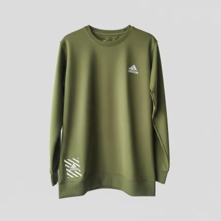 Adidas Men's Crewneck Sweatshirt - Regular Fit | Black & Olive Green Adidas Men's Crewneck Sweatshirt - Regular Fit | Black & Olive Green