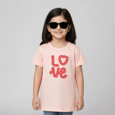Toddler Girls 'LOVE' Slogan T-Shirt (4-5 Yrs) | Pink 100% Cotton Short Sleeve Tee Toddler Girls 'LOVE' Slogan T-Shirt (4-5 Yrs) | Pink 100% Cotton Short Sleeve Tee