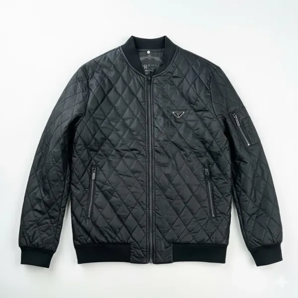 Slim Fit Lightweight Quilted Bomber Jacket for Men - Black