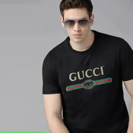 Gucci Logo-Print Cotton T-Shirt (Pink) - Men's & Women's Slim Fit
