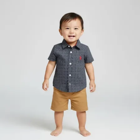U.S. POLO ASSN. 3-Piece Kids' Outfit Set (Shirt, Romper & Shorts) - 100% Cotton, 1-2 Years U.S. POLO ASSN. 3-Piece Kids' Outfit Set (Shirt, Romper & Shorts) - 100% Cotton, 1-2 Years