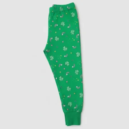 George Kids' and men's Festive Green Shamrock & Rainbow Cuffed Joggers/Leggings