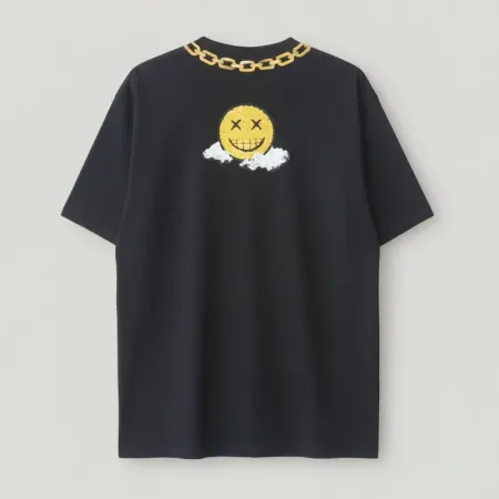 Louis Vuitton Embellished Cotton T-Shirt | Golden Brass Collar & Keyhole Rivets | Size M
