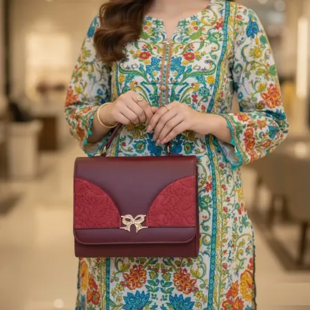 Elegant Burgundy Mini Crossbody  2pc Maroon Bag For Women Elegant Burgundy Mini Crossbody  2pc Maroon Bag For Women