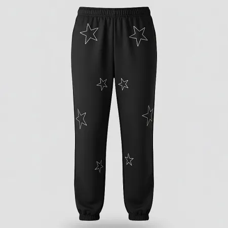 Shein Imported | Women's Black 'Dazzling Star' Fleece Tracksuit Size M