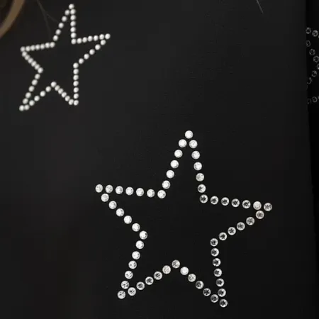 Shein Imported | Women's Black 'Dazzling Star' Fleece Tracksuit Size M