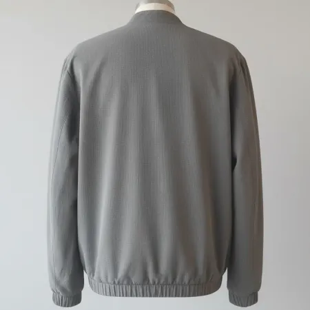 Men's Grey Textured Bomber Jacket with Zip Pockets
