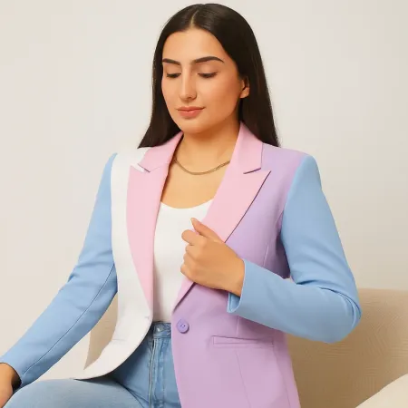 Women's Lightweight Elegant Blazers Color Block Button Casual Lightweight Blazers (Color : Multicolor, Size : Small) Women's Lightweight Elegant Blazers Color Block Button Casual Lightweight Blazers (Color : Multicolor, Size : Small)