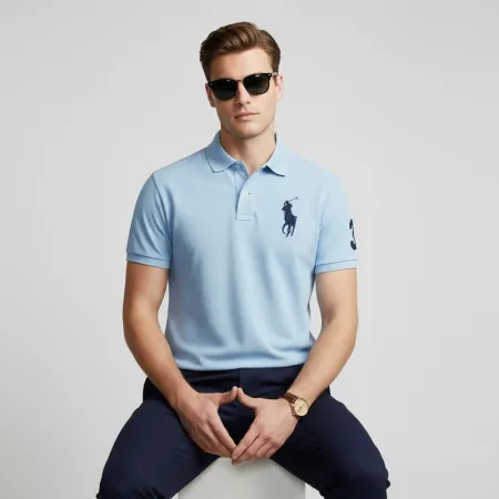 Vintage Polo Ralph Lauren Classic Fit Light Blue Polo Shirt