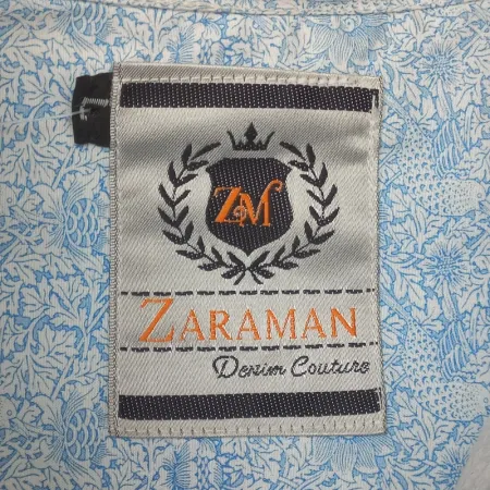 Zara Men Long Sleeve Slim Fit Shirt - Size Large - Sky Blue,Cotton