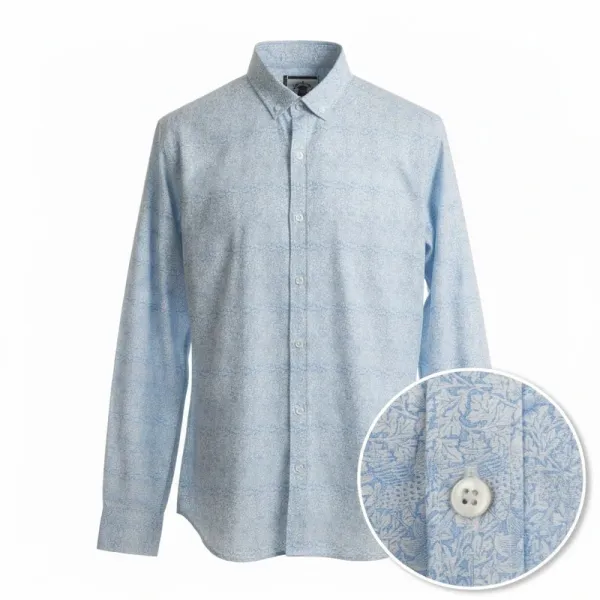 Zara Men Long Sleeve Slim Fit Shirt - Size Large - Sky Blue,Cotton