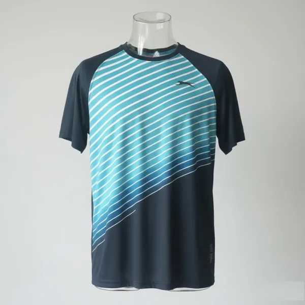 Men's Elite Gradient Dry-Fit T-Shirt | Technical Mesh Sport Tee (Turquoise/Navy)