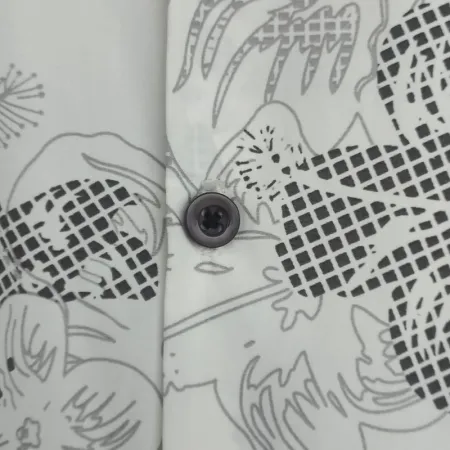 ZARA Men's Cotton Abstract Floral Long Sleeve Shirt - Grey & White Print