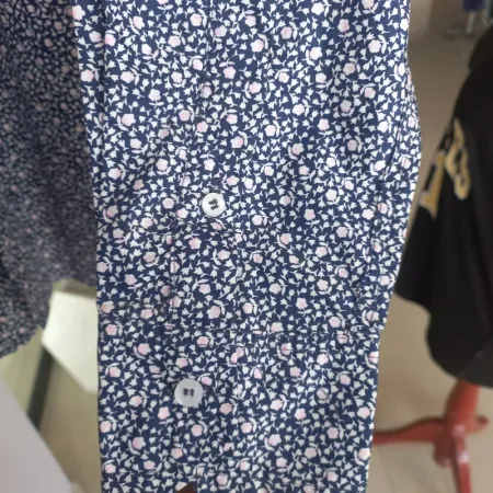 ZARA Men's Cotton Abstract Floral Long Sleeve Shirt - Multicolor