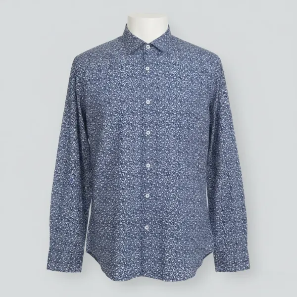 ZARA Men's Cotton Abstract Floral Long Sleeve Shirt - Multicolor